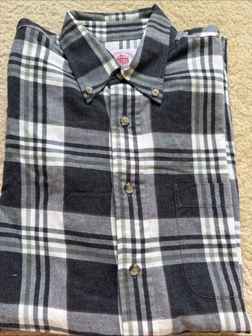 J Press Men’s Plaid Button-Down Shirt size M 100% cotton Made in USA